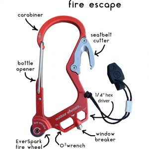 Outdoor Element Fire Escape Carabiner Red